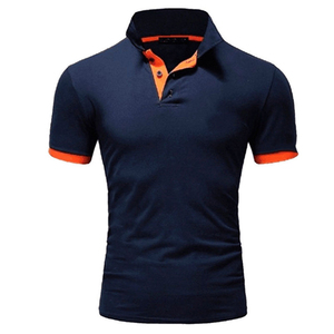 เสื้อเชิ้ตแขนสั้นสีดำสำหรับผู้ชาย แต่งขอบสีน้ำเงิน ลายสัตว์ ผ้าถัก กระดุมหน้า ทรงปกติ ผ้าฝ้าย 100% กันยับ - Product Image 6