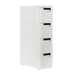 Carrello Organizzatore Stretto e Sottile a 4 Ruote con Cassetti e Armadietti in Plastica per Bagno e Camera da Letto Modello RT - Product Image 3
