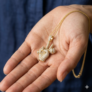 Custom 10K <b>Solid</b> <b>Gold</b> Microphone Iced Charms <b>Pendant</b> Trendy Hip Hop Fine Personalized Sign Geometric Moissanite Diamond Necklace - Product Image 3