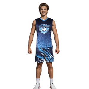 Custom Dye Sublimation Volleyball Uniform Men Women Breathable Sleeveless V Neck Jersey and <b>Shorts</b> Set Team Volleyball Kit - Product Image 1