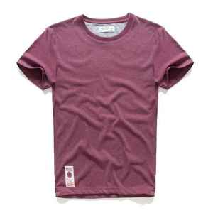 Camiseta de Algodón para Hombre, Corte Regular, Color Sólido, Cuello Redondo, Manga Corta, con Parche con Logotipo en la Parte Delantera, Transpirable y Ecológica - Product Image 1