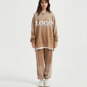 Ensemble sweat à capuche et pantalon de jogging évasé en molleton bouclette DTG délavé à l'acide, avec impression en relief et effet soleil délavé, pour homme - Product Image 2