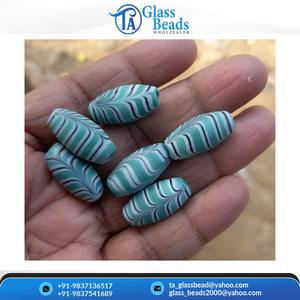 Cuentas de vidrio artesanales negras con diseño floral, ovaladas en forma de arroz, pintadas a mano, estilo vintage, para collares DIY - Product Image 5