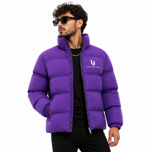 Custom Men Purple Puffer Jacket Winter Quilted <b>Bubble</b> <b>Coat</b> Lightweight Warm Insulated Zip Up Jacket OEM ODM Wholesale Fectory - Product Image 2