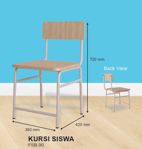 เก้าอี้เรียนไม้สำหรับนักเรียน โครงเหล็ก มีพนักพิง - Product Image 3