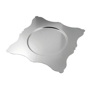 Plato de Acero Inoxidable ROYAL HOME COLLECTION, Diseño Moderno, Ecológico, Elegante, Plateado, con Borde Festoneado, para Eventos y Hoteles - Product Image 1