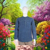 Chemise Kurta pour homme en coton indien, longueur standard, pour occasions festives, imprimé floral artisanal, décontractée, ethnique, pour mariage, ODM, lavable, été
