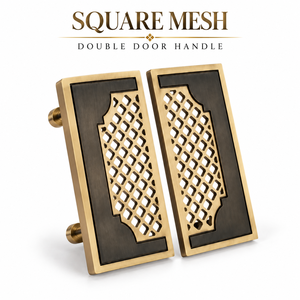 Poignée de porte double en maille carrée, finition noir mat antique, pour entrées résidentielles, quincaillerie de porte architecturale et intérieure - Product Image 2
