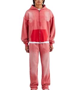 Custom Women's Acid Washed Heavyweight Sweatsuits 100% Cotton Windproof Oversized Hoodies and <b>Sweatpants</b> <b>Sets</b> embroidery logo - Product Image 3