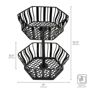 Set Of 2 Black Metal <b>Basket</b> Perfect For Home Kitchen Office Storage Organizer And Modern Durable <b>Wire</b> <b>Basket</b> Wholesale From Indi - Product Image 6