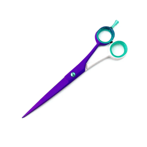 Ciseaux de coiffure pour barbier, 6 pouces, lames aiguisées, revêtement papier blanc et violet, ciseaux de barbier personnalisés - Product Image 1