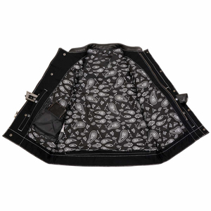 Plus Size Men's Moto Vest Patchwork Quilted Denim <b>Waistcoat</b> Stand Collar Zipper Outerwear Custom Design Wholesale Factory - Product Image 5