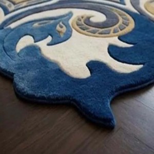 Elegant Floral Mandala Area <b>Rug</b> Custom Hand Tufted Blue Beige Decorative Carpet for Modern Luxury Interiors and Statement <b>Spaces</b> - Product Image 3