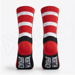 <b>Black</b> Red Crew <b>Socks</b> Breathable Knitted Basketball <b>Socks</b> for Adults Summer Season - Product Image 2