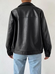 Chaqueta de Cuero para Mujer, Estilo Largo, de Terciopelo, con Doble Cremallera y Cinturón, de Alta Calidad, para Otoño e Invierno - Product Image 4
