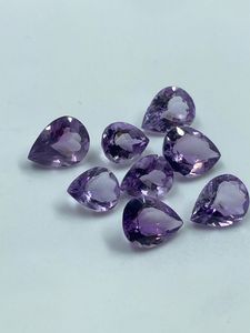 Piedra Preciosa de Amatista Natural, Corte Pera, 21.03 Quilates, Color Púrpura, 8x10, 9x12 mm, para Joyería, 8 Piezas - Product Image 4