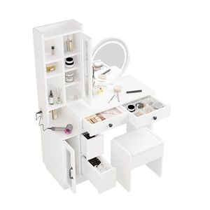 Luxury European Lighted Glass <b>Dressing</b> Table with LED Mirror for Bedroom Use - Product Image 2