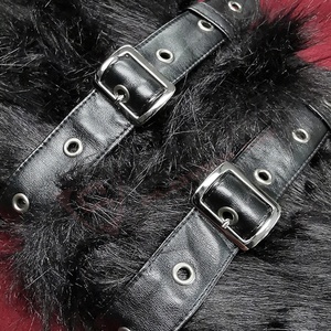 เดวิล-แฟชั่นผู้หญิงเสื้อคลุมยาวแบบกอธิคมีฮู้ดสำหรับฤดูหนาวระบายอากาศสีแดง-ดำขนถอดออกได้เสื้อโค้ทเทรนช์กอธิค - Product Image 5