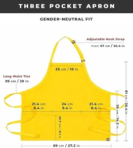 Delantal de algodón amarillo con bolsillos, cierre con lazo de tela tejida, para restaurante, bar, uniforme para el personal de servicio, para mujer - Product Image 4