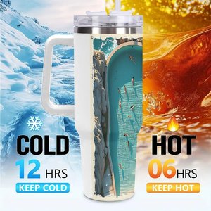 40oz Stainless Steel Tumbler With Straw <b>Large</b> Capacity Travel Mug For Outdoor Use - Product Image 6