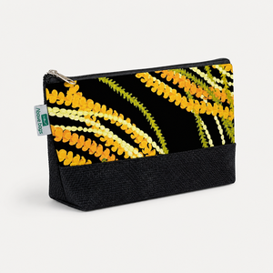 Pochette cosmétique en jute noire avec logo personnalisé, imprimé multicolore, fermeture éclair, vente en gros, OEM, marque privée, organiseur de voyage pour articles de toilette - Product Image 2