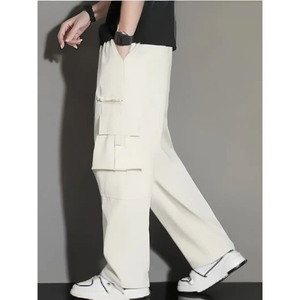 Pantalon de survêtement cargo oversize pour homme, style streetwear, coupe ample, en molleton de coton, multi-poches, personnalisable - Product Image 3