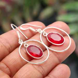 Boucles d'oreilles en rubellite rose, argent sterling 925, pierres précieuses naturelles, bijoux faits à la main pour femmes, vente en gros - Product Image 3