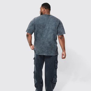 High Quality Acid Wash Vintage Men's T-<b>Shirt</b> with Custom Logo <b>100</b>% <b>Polyester</b>/Cotton Quick Dry Breathable Loose Fit Eco-Friendly - Product Image 4