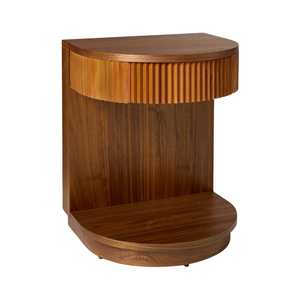 Modern Solid Wood Nightstand with Fluted Drawer Minimalist Bedroom Side <b>Table</b> <b>Walnut</b> Finish - Product Image 2