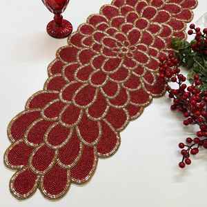 Elegante Camino de Mesa Bordado con Cuentas para Banquetes de Boda, Exquisito Camino de Mesa con Cuentas para Decoración de Comedor - Product Image 5