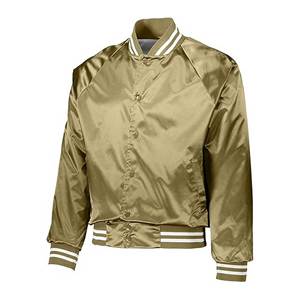 Chaqueta universitaria de satén personalizada para hombre, abrigo de bombardero de béisbol bordado, cuello levantado, botones a presión delanteros, venta al por mayor, OEM/ODM para invierno - Product Image 5