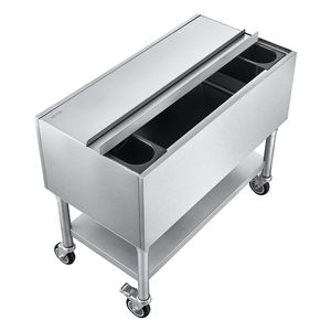 Secchiello per Ghiaccio Commerciale in Acciaio Inox, Capacità Massima 100,7 Qt, 36 X 19 X 35 Pollici, Contenitore per Ghiaccio con Coperchio Scorrevole e Portabottiglie per Bevande - Product Image 1
