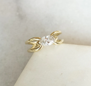 East West 1.00 CT Lab Grown Marquise Cut Solitaire Diamond Twist Engagement Ring 925 Sterling Silver Trendy Wedding <b>Gift</b> Women - Product Image 5