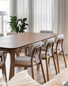 Juego de Comedor Contemporáneo de Madera de Teca, Silla Tapizada Minimalista, Colección de Lujo para el Hogar - Product Image 2