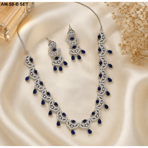 Parure de collier de luxe MIJ avec diamants américains et pierres CZ, bijoux de mariée plaqué argent, colliers de mode en alliage plaqué or - Product Image 1