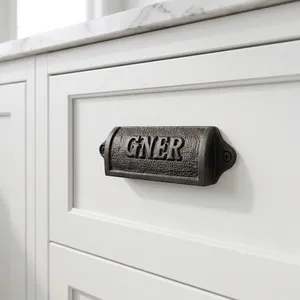 Poignées de tiroir en fonte GNER, modernes, durables, 25 mm, élégantes, gravées, pour meubles, commodes, cuisine, chambre, extérieur, école - Product Image 1