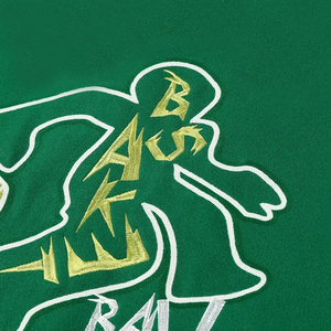 Dark Green Varsity <b>Jacket</b> <b>Men</b> Letter Embroidery Streetwear Bomber <b>Jacket</b> <b>White</b> Sleeve Loose Fit Sporty Baseball Uniform - Product Image 5