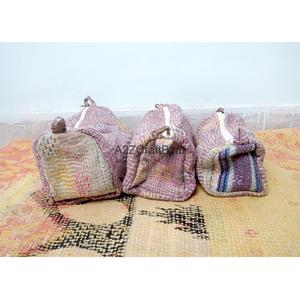 Eco-Friendly Kantha Quilted Waterproof Cosmetic Organizer <b>Makeup</b> Pouches Durable Zipper Tassel Cotton Fabric Lightweight Large - Product Image 2