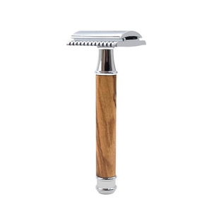 Maquinilla de Afeitar Profesional de Doble Hoja, Hoja de Acero Inoxidable, Mango de Madera, Herramienta de Aseo Personal Reutilizable, Equipo de Belleza - Product Image 1