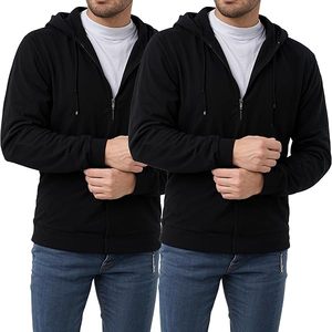 Sweat-shirts à capuche unis pour hommes, en polaire zippée, service OEM, pour adultes, hiver, tricoté, vierge, à capuche - Product Image 3