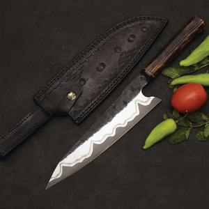 Burraq Ecommerce Custom Handmade Personalized Carbon Steel Chef <b>Knife</b> 8 Inch Blade 3.0mm Thick Smooth Surface Wood Handle Sheath - Product Image 4