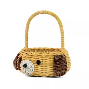 Wooden gift fruit basket puppy shape rattan baskets with carry handle easter & daily storage - Product Image 2