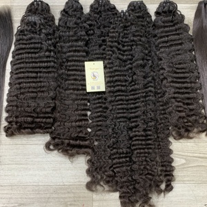 Vente en gros Faisceaux bruts doublement étirés Paquet de trame bouclée birmane noire naturelle Cheveux humains - Product Image 4