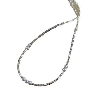 Collar de Perlas de Agua Dulce de Alta Gama para Mujer, Diseño de Cielo Estrellado con Plata Rota, Estilo de Lujo Ligero, Cadena para Clavícula - Product Image 5