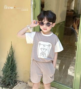 Ensembles de vêtements décontractés pour tout-petits garçons, style coréen, haute qualité, t-shirts et shorts en coton, pour boutiques de vêtements pour garçons, vente en gros - Product Image 3
