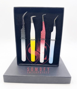 Latest Custom Colors Non-Slip Stainless Steel Volume Lash <b>Tweezers</b> with New Fiber Tip for Eyelash Extension - Product Image 6