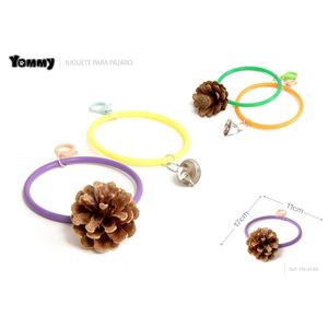 Juguete para pájaros Yommy, anillo individual con piña y campana de 17 cm para que los loros jueguen - Product Image 1