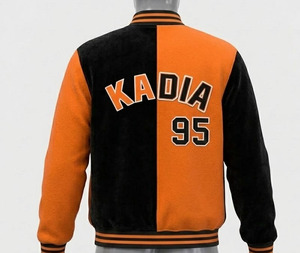 Streetwear <b>Canvas</b> Varsity Bomber <b>Jacket</b> Contrast Colors Button Custom Logo Windproof Breathable Men's <b>Jackets</b> - Product Image 3