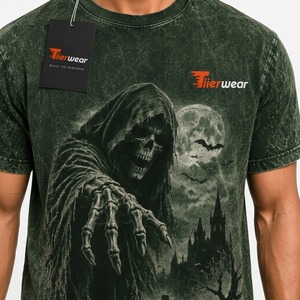 T-shirts pour hommes vintage délavés à l'acide, en jersey de coton premium, à manches courtes, col rond, coupe décontractée, anti-rétrécissement, séchage rapide - Product Image 4