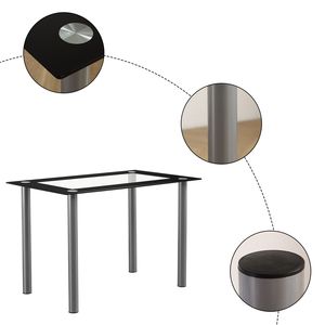 Set Tavolo da Pranzo Moderno 110cm 24778886 con Vetro Temperato di Ricambio, Elegante Arredamento per Ristoranti - Product Image 6